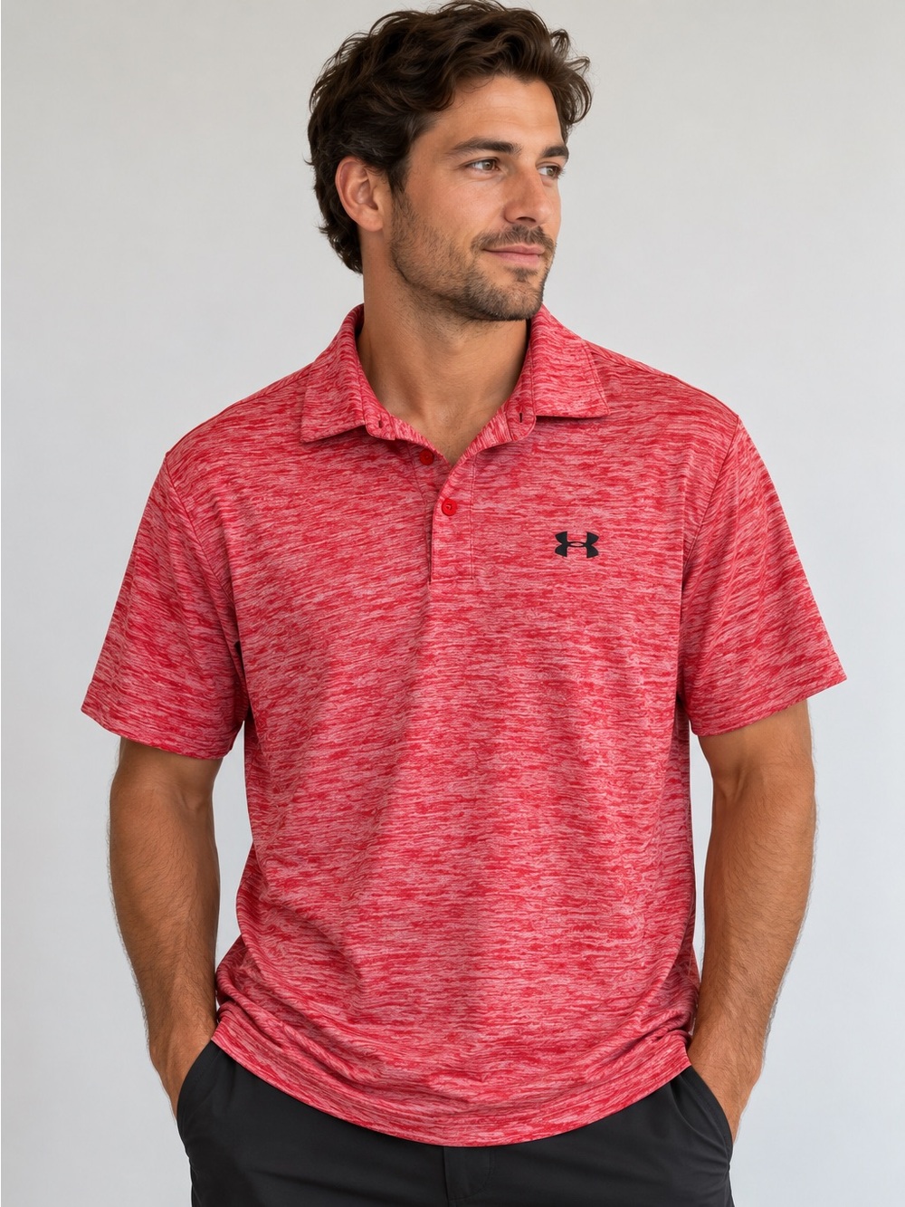 Under Armour Men’s HeatGear Red Heather Golf Polo – Medium